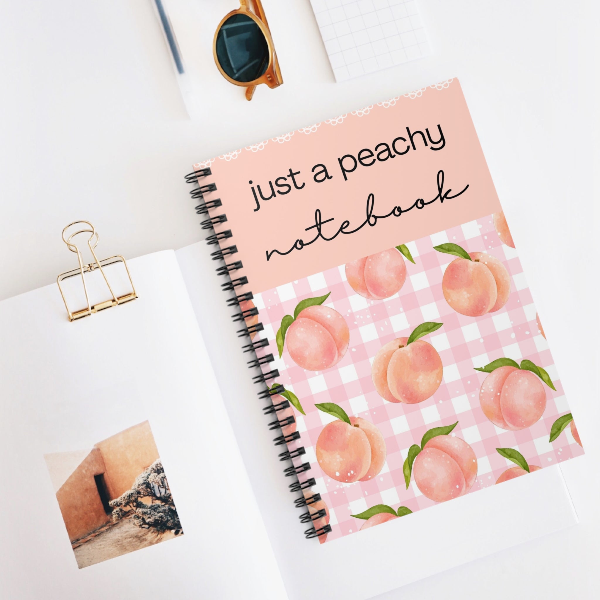 Peachy Notebook — "Just a Peachy" Spiral Ruled Journal